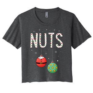 Chest Nuts Matching Funny Christmas Couples Chestnuts Nuts Women's Crop Top Tee