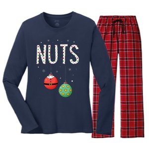 Chest Nuts Matching Funny Christmas Couples Chestnuts Nuts Women's Long Sleeve Flannel Pajama Set 