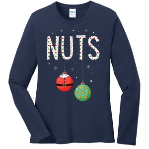 Chest Nuts Matching Funny Christmas Couples Chestnuts Nuts Ladies Long Sleeve Shirt