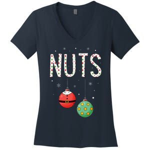 Chest Nuts Matching Funny Christmas Couples Chestnuts Nuts Women's V-Neck T-Shirt