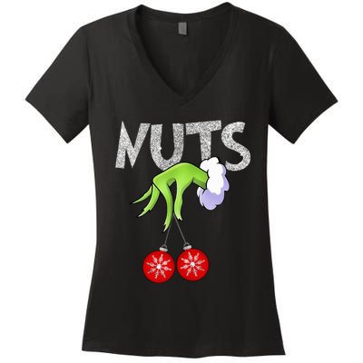 Chest Nuts Matching Chestnuts Xmas Christmas Couples Women's V-Neck T-Shirt