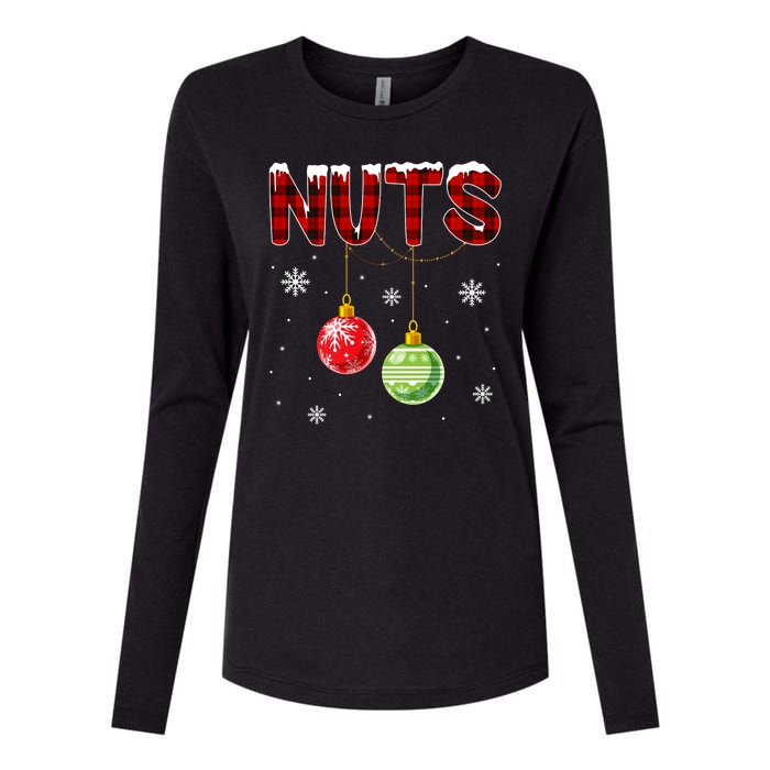 Chest Nuts Matching Chestnuts Funny Christmas Couples Nuts Womens Cotton Relaxed Long Sleeve T-Shirt