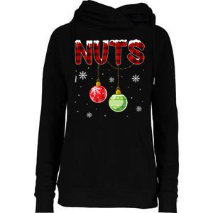 Chest Nuts Matching Chestnuts Funny Christmas Couples Nuts Womens Funnel Neck Pullover Hood