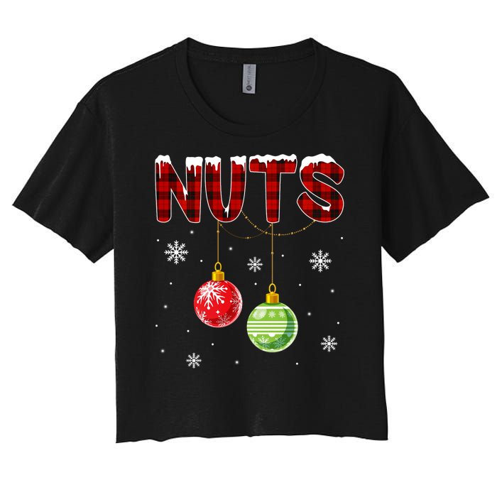 Chest Nuts Matching Chestnuts Funny Christmas Couples Nuts Women's Crop Top Tee