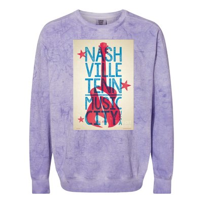 Cool Nashville Music City Colorblast Crewneck Sweatshirt