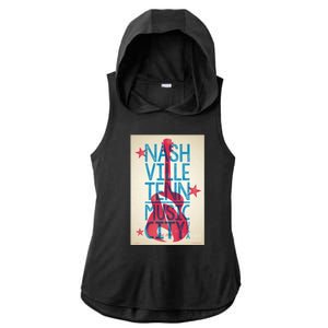 Cool Nashville Music City Ladies PosiCharge Tri-Blend Wicking Draft Hoodie Tank