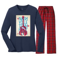 Cool Nashville Music City Women's Long Sleeve Flannel Pajama Set 