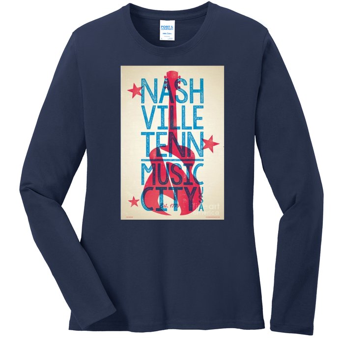 Cool Nashville Music City Ladies Long Sleeve Shirt