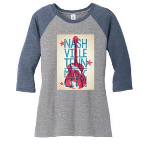 Cool Nashville Music City Women's Tri-Blend 3/4-Sleeve Raglan Shirt