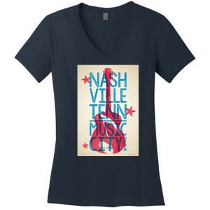 Cool Nashville Music City Women's V-Neck T-Shirt