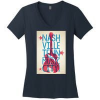 Cool Nashville Music City Women's V-Neck T-Shirt