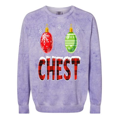 Chest Nuts Matching Chestnuts Funny Christmas Couples Chest Colorblast Crewneck Sweatshirt