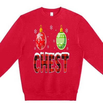 Chest Nuts Matching Chestnuts Funny Christmas Couples Chest Premium Crewneck Sweatshirt