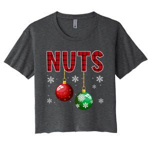 Chest Nuts Matching Chestnuts Funny Christmas Couples Nuts Women's Crop Top Tee