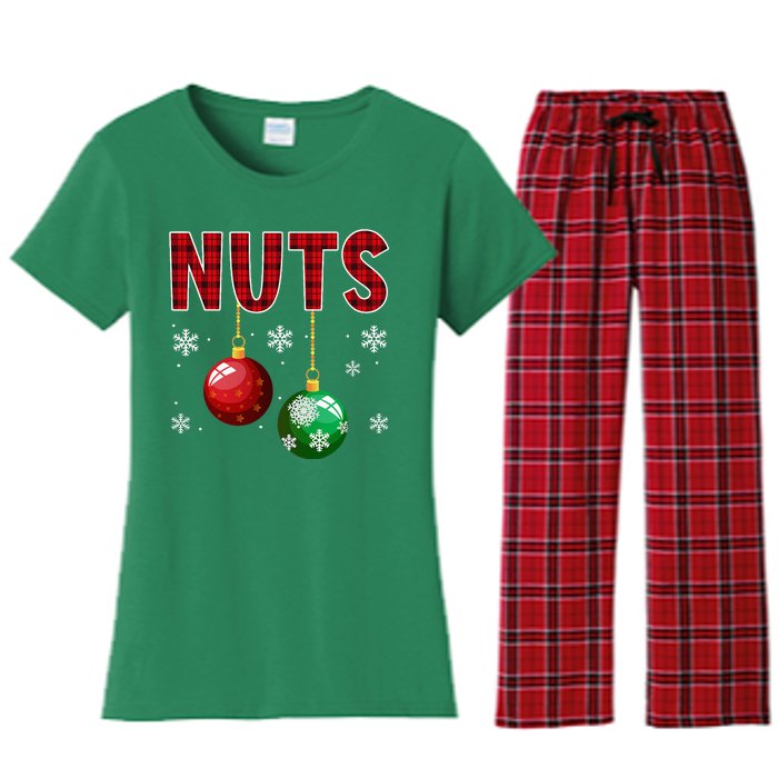 Chest Nuts Matching Chestnuts Funny Christmas Couples Nuts Women's Flannel Pajama Set