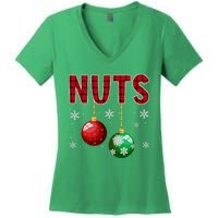 Chest Nuts Matching Chestnuts Funny Christmas Couples Nuts Women's V-Neck T-Shirt