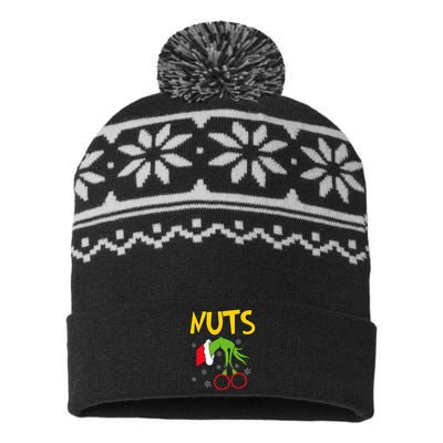 Chest Nuts Matching Chestnuts Funny Christmas Couples Nuts USA-Made Snowflake Beanie