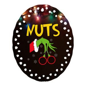 Chest Nuts Matching Chestnuts Funny Christmas Couples Nuts Ceramic Oval Ornament