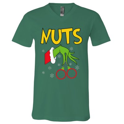 Chest Nuts Matching Chestnuts Funny Christmas Couples Nuts V-Neck T-Shirt