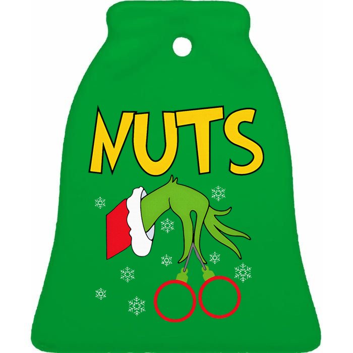 Chest Nuts Matching Chestnuts Funny Christmas Couples Nuts Ceramic Bell Ornament