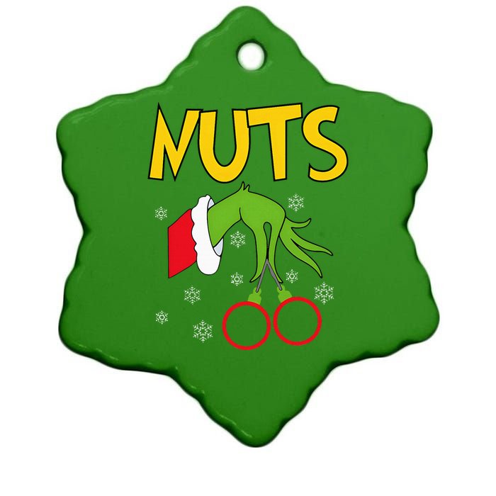 Chest Nuts Matching Chestnuts Funny Christmas Couples Nuts Ceramic Star Ornament