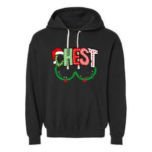 Chest Nuts Matching Chestnuts Funny Christmas Couples Chest Garment-Dyed Fleece Hoodie