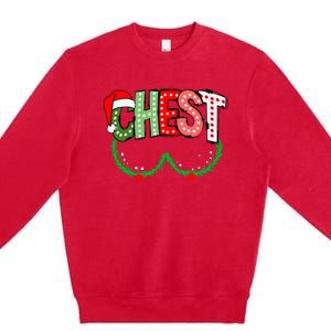 Chest Nuts Matching Chestnuts Funny Christmas Couples Chest Premium Crewneck Sweatshirt