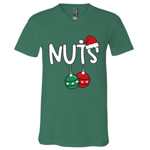 Chest Nuts Matching Chestnuts Xmas Christmas Couples V-Neck T-Shirt