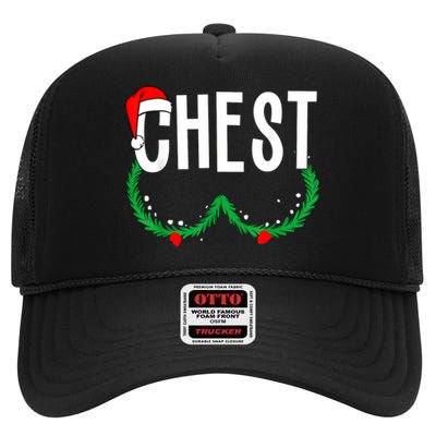 Chest Nuts Matching Chestnuts Funny Christmas Couples Chest High Crown Mesh Back Trucker Hat