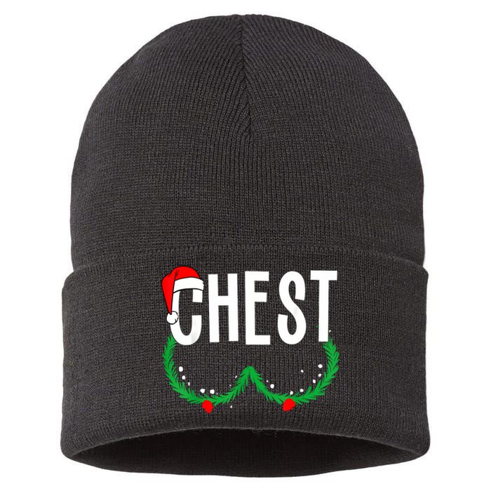 Chest Nuts Matching Chestnuts Funny Christmas Couples Chest Sustainable Knit Beanie