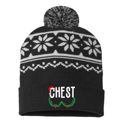 Chest Nuts Matching Chestnuts Funny Christmas Couples Chest USA-Made Snowflake Beanie