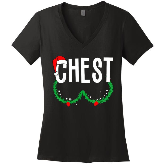 Chest Nuts Matching Chestnuts Funny Christmas Couples Chest Women's V-Neck T-Shirt