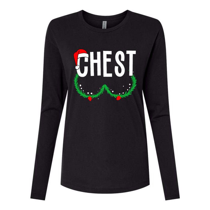 Chest Nuts Matching Chestnuts Funny Christmas Couples Chest Womens Cotton Relaxed Long Sleeve T-Shirt