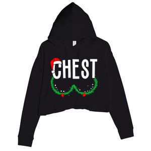 Chest Nuts Matching Chestnuts Funny Christmas Couples Chest Crop Fleece Hoodie