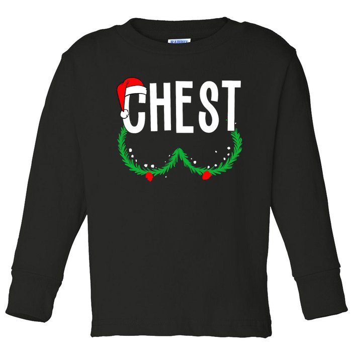 Chest Nuts Matching Chestnuts Funny Christmas Couples Chest Toddler Long Sleeve Shirt