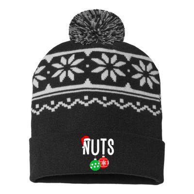 Chest Nuts Matching Chestnuts Funny Christmas Couples Nuts USA-Made Snowflake Beanie