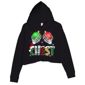 Chest Nuts Matching Chestnuts Funny Christmas Couples Crop Fleece Hoodie