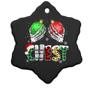 Chest Nuts Matching Chestnuts Funny Christmas Couples Ceramic Star Ornament