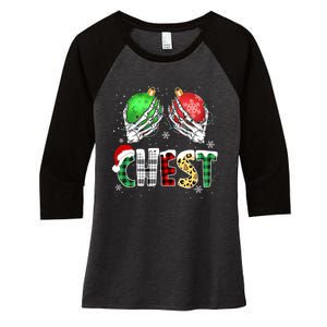 Chest Nuts Matching Chestnuts Funny Christmas Couples Women's Tri-Blend 3/4-Sleeve Raglan Shirt