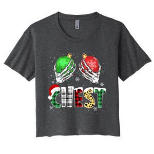 Chest Nuts Matching Chestnuts Funny Christmas Couples Women's Crop Top Tee