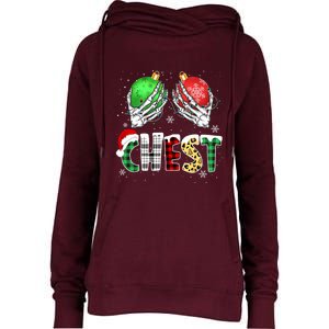 Chest Nuts Matching Chestnuts Funny Christmas Couples Womens Funnel Neck Pullover Hood