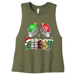 Chest Nuts Matching Chestnuts Funny Christmas Couples Women's Racerback Cropped Tank