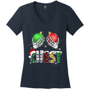 Chest Nuts Matching Chestnuts Funny Christmas Couples Women's V-Neck T-Shirt