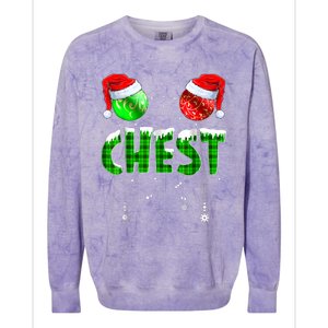 Chest Nuts Matching Chestnuts Funny Christmas Couples Chest Colorblast Crewneck Sweatshirt