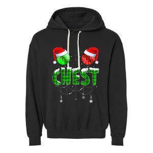 Chest Nuts Matching Chestnuts Funny Christmas Couples Chest Garment-Dyed Fleece Hoodie