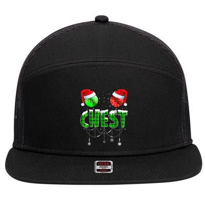 Chest Nuts Matching Chestnuts Funny Christmas Couples Chest 7 Panel Mesh Trucker Snapback Hat