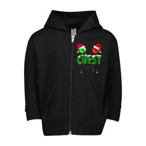 Chest Nuts Matching Chestnuts Funny Christmas Couples Chest Toddler Zip Fleece Hoodie