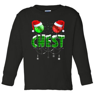 Chest Nuts Matching Chestnuts Funny Christmas Couples Chest Toddler Long Sleeve Shirt