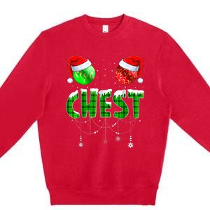 Chest Nuts Matching Chestnuts Funny Christmas Couples Chest Premium Crewneck Sweatshirt