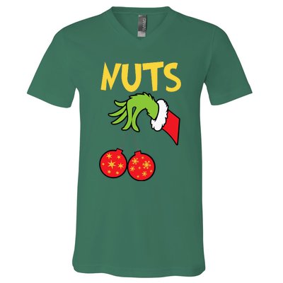 Chest Nuts Matching Chestnuts Funny Christmas Couples Nuts V-Neck T-Shirt